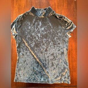 a new day Short Sleeve Velvet Top - Gray